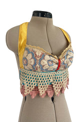 1960s Handmade Crocheted Halter Top that is Reversible from Pink to Blue
