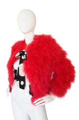1970s Donald Brooks Cherry Feather Jacket
