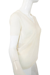 1980s White Cashmere Chanel Logo Sweater