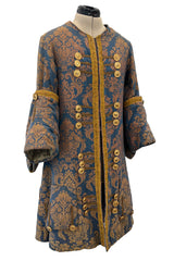 Remarkable Late 1800s Charles H. Fox Theatre Costume Gold & Blue Brocade Great Coat