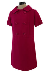 Documented Spring 1966 Christian Dior by Marc Bohan Haute Couture Raspberry Fuchsia Shift Dress