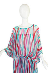 1970s Silk Chiffon Giorgio Sant Angelo Caftan Dress