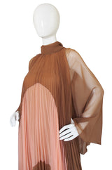 1970s Pleated Travilla Caftan Gown