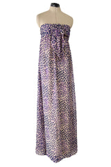 Gorgeous Spring 1977 Givenchy Runway Ad Campaign Strapless Purple Silk Chiffon Dress