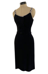 1960s Christian Dior Numbered Demi-Couture Dress w Glittering Crystal Rhinestone Straps