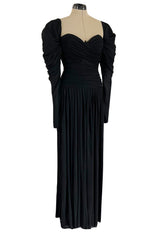 Spectacular 1970s Lanvin by Jules-Francois Crahay Off or On the Shoulder Draped Jersey Dress