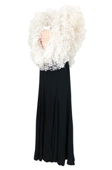 Fall 1987 James Galanos Extreme Ruffled Swiss Dot & Silk Dress