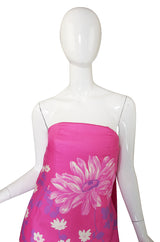 Early 1970s Pink Couture Hanae Mori Trained Gown