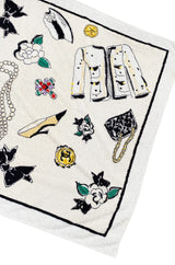 Iconic Spring 1994 Chanel Large Printed Towel in Cream & White