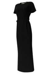 1990s Gianfranco Ferre Transparent Back w Bead Detailing Black Dress