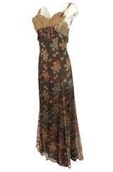 F/W 1995 Christian Lacroix Stunning Metallic Gold & Copper Lace Dress