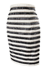 Resort 2015 Balmain Runway Graphic Striped Raffia Black & White Skirt