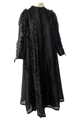 Museum Held 1969 Courreges Black Silk Organza Ruffle Detailed Dress