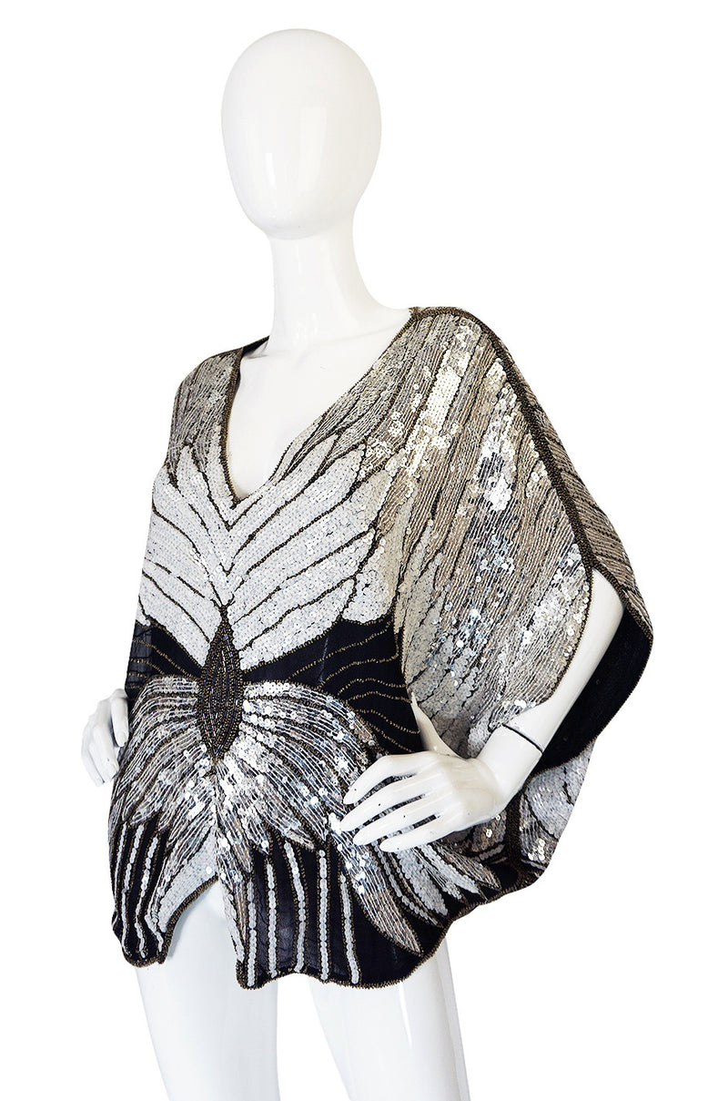 1970s Elaborate Heavily Sequin Butterfly Top Or Cape