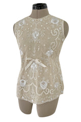 Spring 2006 Christian Lacroix Haute Couture Runway Embroidered Ivory Net Top