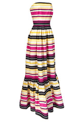 Spring 2016 Salvatore Ferragamo Ad Campaign Striped Strapless Dress