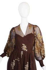 1970s Haute Couture Yves Saint Laurent Metallic Dress