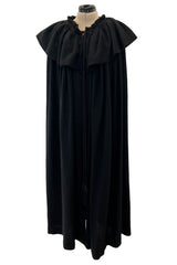 Fall 1977 Yves Saint Laurent Black Wool & Mohair Cape w Dramatic Collar