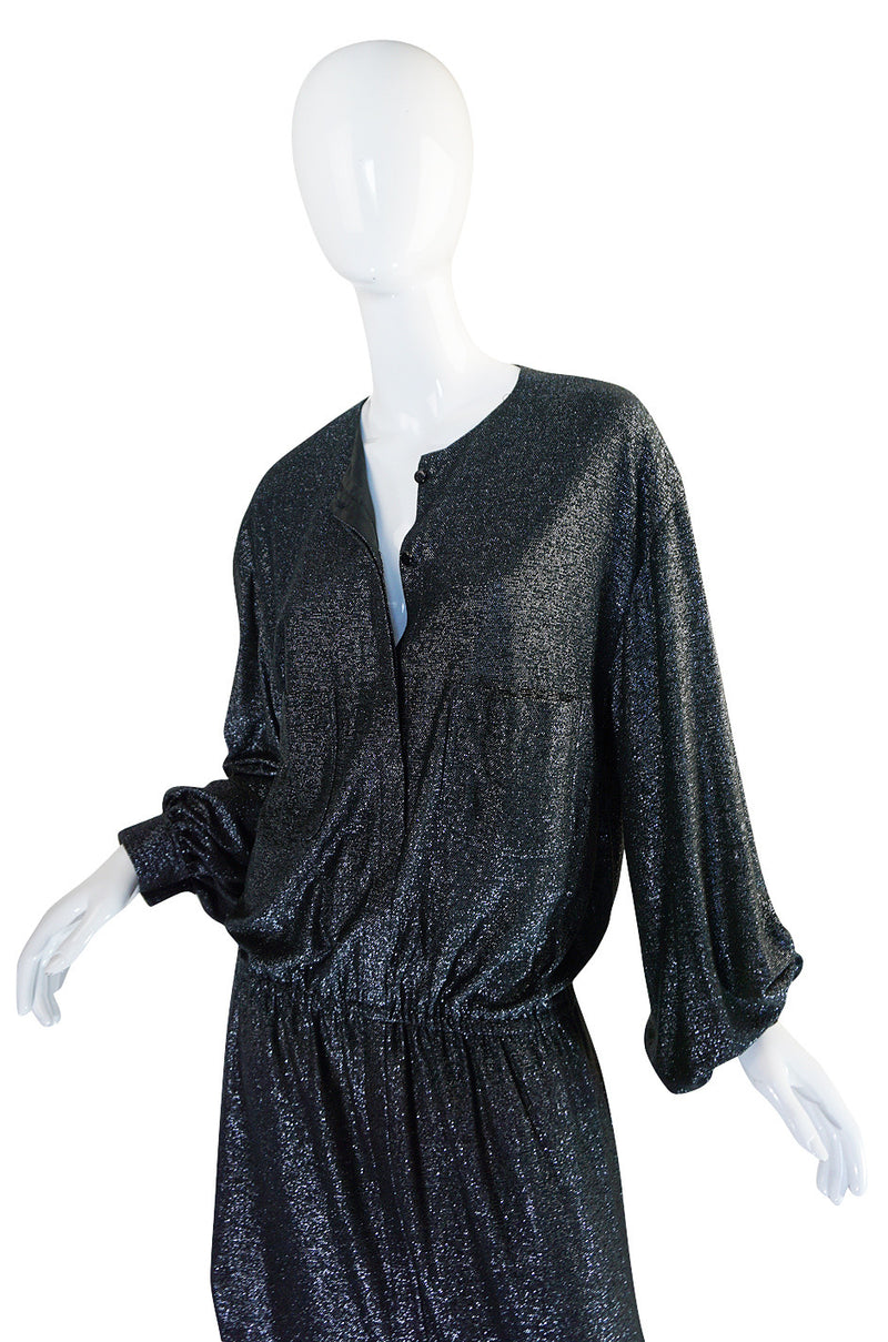 1980s Drop Waist Giorgio Sant Angelo Metallic Dress