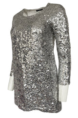 Spring 2008 Balmain by Christophe Decarnin Sequin Silver Tunic or Micro Mini