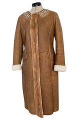Iconic Fall 2004 Prada Look 14 Runway Shearling Coat w Mink Beading & Crystal Detailing