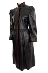 Documented Fall 1976 Yves Saint Laurent Russian Collection Leather Coat w Sheared Sheepskin Trim