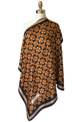 Large 1970s Yves Saint Laurent Geometric Print Silk Scarf