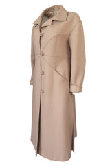 Immaculate 1960s Courreges Unusually Seamed Camel Toggle Coat