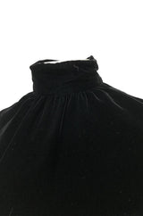 1960s Miss Dior Velvet Dress w Silver Sequin & Paillette Embellished Sleeves