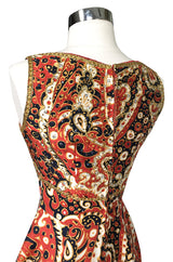 1968 Malcolm Starr Ad Campaign Silk Dress w Front Cut Out, Sequins & Beads