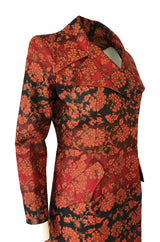 Rare c.1969 Yves Saint Laurent Floral Cotton Canvas Brocade Spy Coat