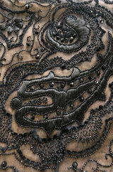 Early 1980s Yves Saint Laurent Haute Couture Hand Embroidered & Beaded Silk Chiffon Top