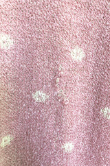 1970s Bill Gibb Patterned Knit Soft Pink Front Tie Poncho Cape Coat