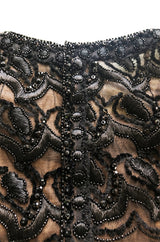 Early 1980s Yves Saint Laurent Haute Couture Hand Embroidered & Beaded Silk Chiffon Top