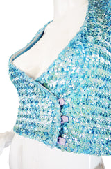 c1973 Biba Baby Blue Sequin Vest Top