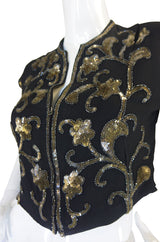 Amazing 1940s Sequined Zip Front Top