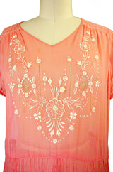 1920s Embroidered Pink Flapper Dress