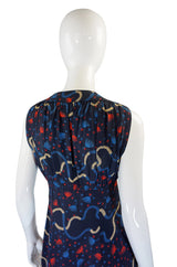 1970s Silk Ossie Clark Plunge Silk Dress
