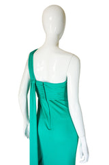 1970s Travilla One Shoulder Jersey Gown