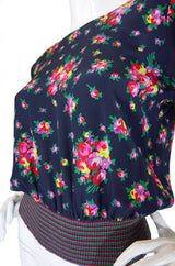 1970s Ungaro Floral Silk & Rib Finish Top