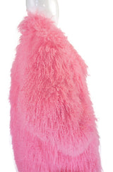 1970s Baby Pink Mongolian Fur Jacket