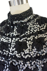 1960s Silver Sequin, Bead & Ribbon Cape
