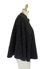 Victorian Black Cut Work Fine Wool Cape