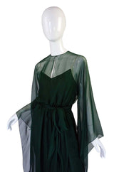 1970s Rare Halston Silk Chiffon Gown