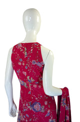 1990s Pink Ungaro Dress & Fringe Scarf