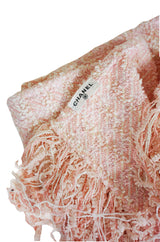 Recent Chanel Pink Boucle Fringe Scarf
