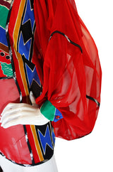 1970s Hand Painted & Metallic Silk Top