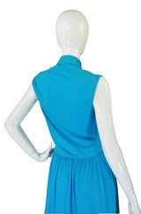 1970s Louis Feraud Turquoise Maxi Dress