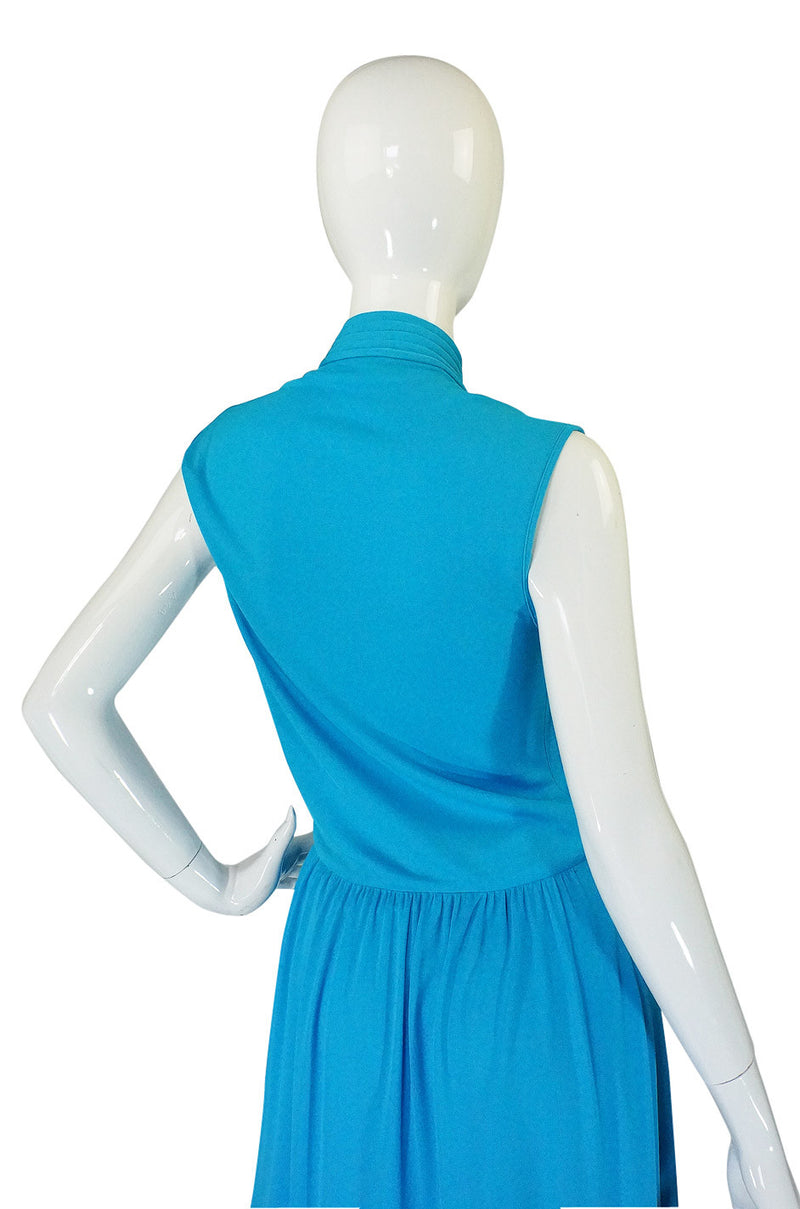 1970s Louis Feraud Turquoise Maxi Dress
