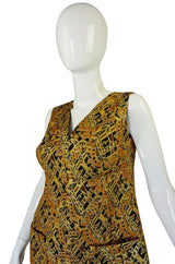 1960s Metallic Gold Brocade Sculpted Mini Dress